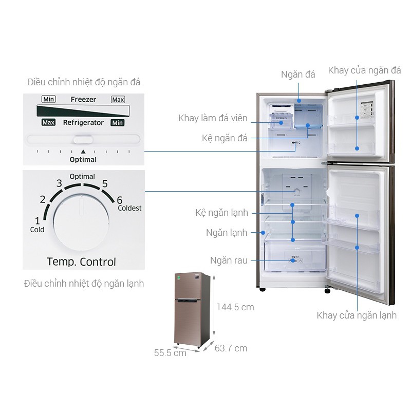 Tủ lạnh Samsung RT20HAR8DDX/SV - 208 Lít, Digital Inverter