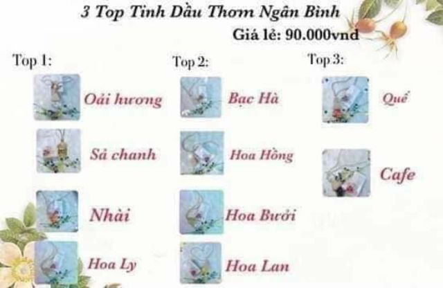 Tinh dầu thơm treo xe, tủ quần áo, wc, phòng ngủ...