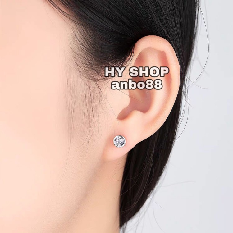 Khuyên tai đính kim tròn lấp lánh không gỉ