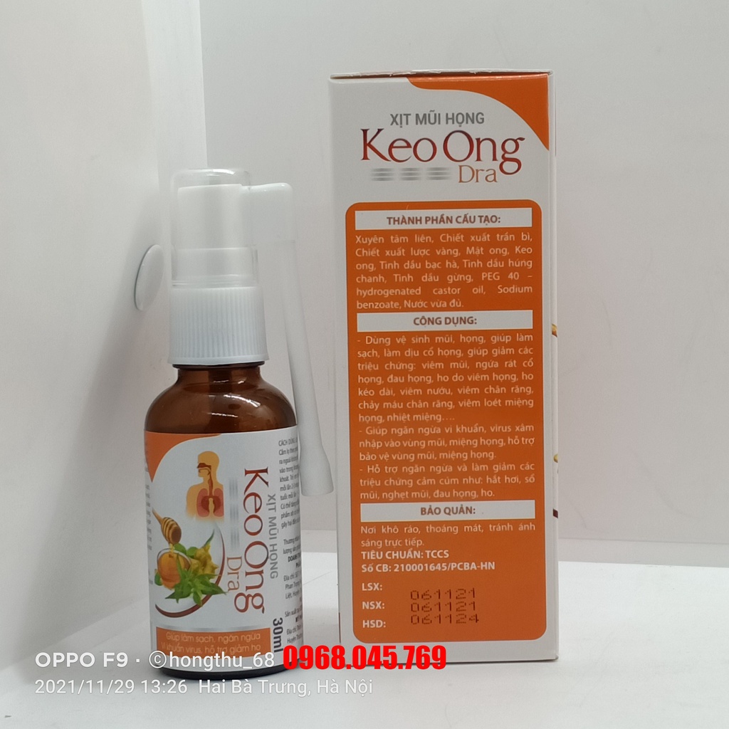 Xịt mũi họng Keo Ong Dra - Giúp làm sạch, ngăn ngừa vi khuẩn, hỗ trợ giảm ho chai 30ml