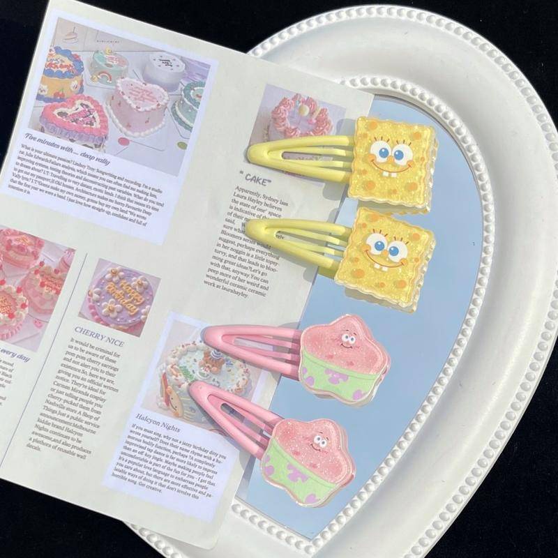 Kẹp Tóc Họa Tiết Hoạt Hình SpongeBob Ngọt Ngào Dễ Thương Cho Nữ