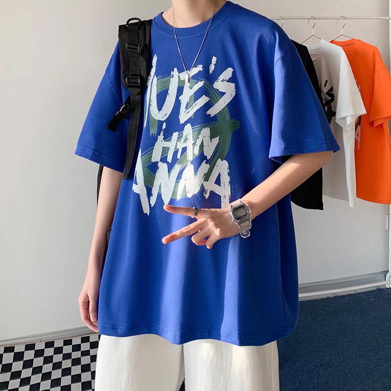 Áo Thun Tay Ngắn Dáng Rộng In Chữ Phong Cách Hàn Quốc Thời Trang Mùa Hè Cho Nam Size M-8XL