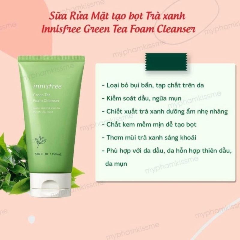 Sữa Rửa Mặt Innisfree Trà Xanh Mẫu Mới 150ml