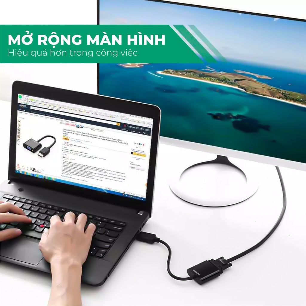 Cáp chuyển đổi Displayport sang VGA cao cấp chính hãng UGREEN DP109 20415