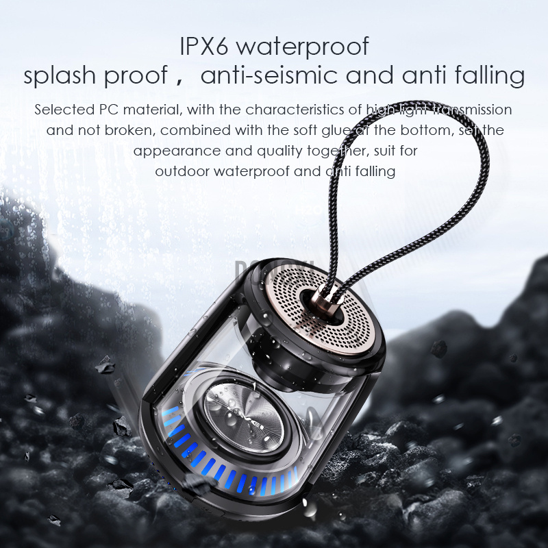 Loskii Y666 Wireless Portable Transparent 5.0 bluetooth Speaker LED IPX 6 Waterproof Outdoor Stereo Bass TWS Dual Machine Interconnection