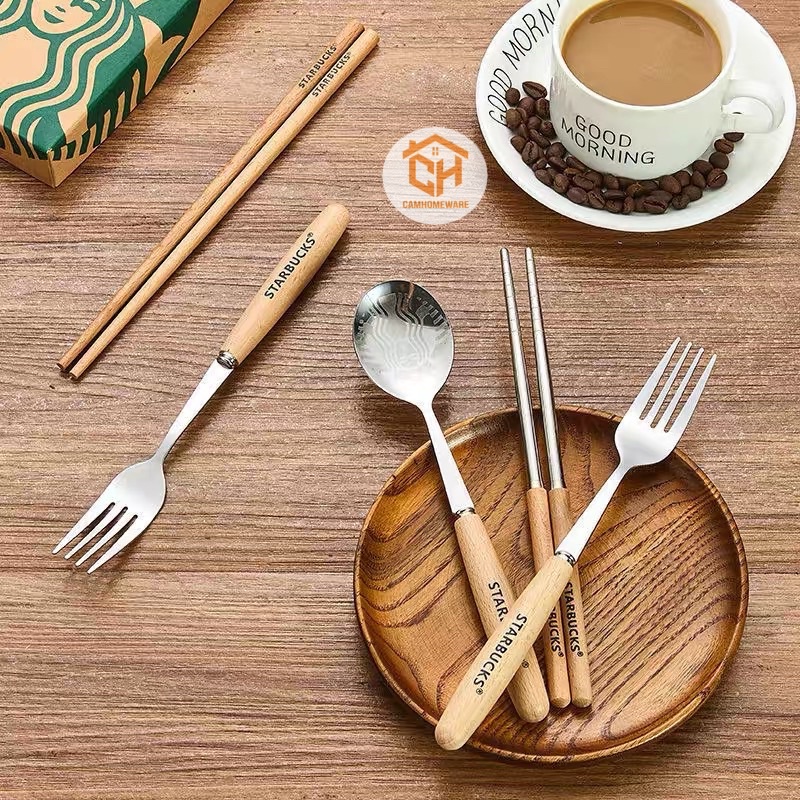 Sét Đũa Nĩa Kèm Hộp Starbuck Sang Xịn