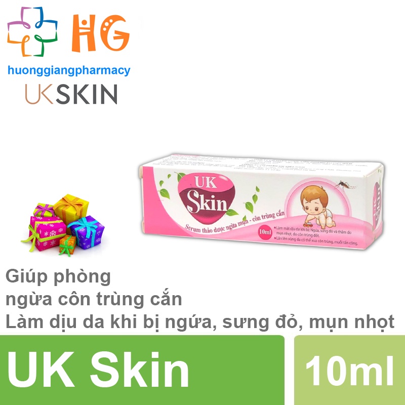Serum thảo dược Uk Skin làm mát dịu da khi bị ngứa sưng đỏ và thâm do mụn nhọt do côn trùng đốt Lọ 10ml