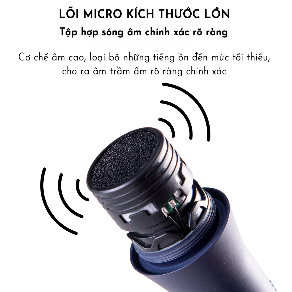 Micro karaoke có dây JSJ GL 9.0S với thiết kế lưới tản nhiệt cổ điển giảm tạp âm chống nhiễu thân kim loại được phủ nhám