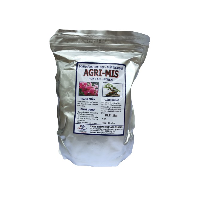 Phân trùn quế dạng viên nở Agrimis gói 1kg chuyên dùng cho hoa lan, cây cảnh