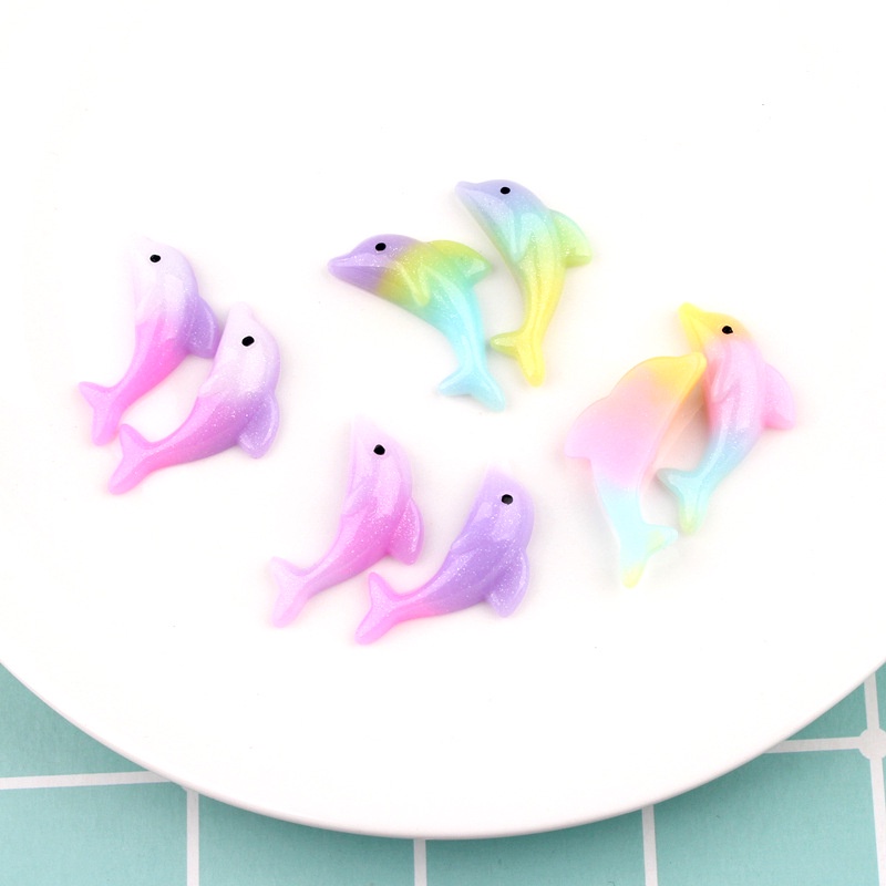 Cá heo unicorn phụ kiện trang trí charm slime