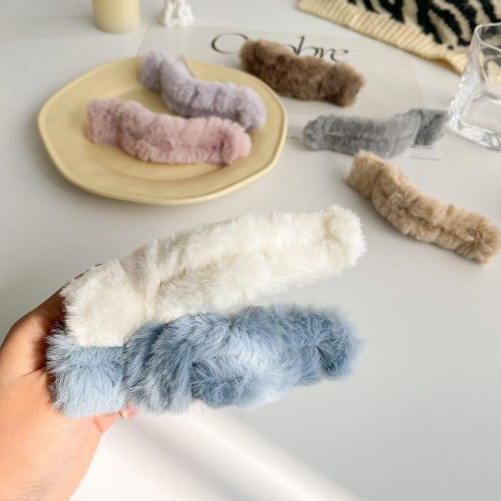 VANES1 Kẹp Tóc Phủ Lông Cỡ Lớn Thời Trang Thanh Lịch Cho Nữ