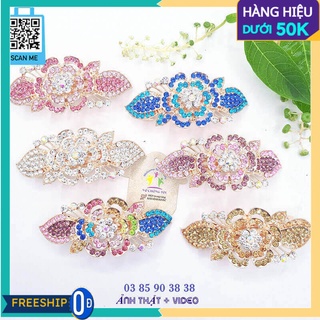 Kẹp tóc pha lê, cặp tóc đính đá nữ 3d cao cấp hoa trà my quyến rũ - thương hiệu Vợ Chồng Tôi