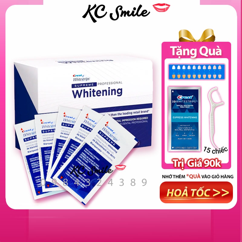 Set 7 gói miếng dán trắng răng Crest Supreme Professional chính hãng MỸ- Giúp trắng răng vượt trội chỉ với 1 liệu trình