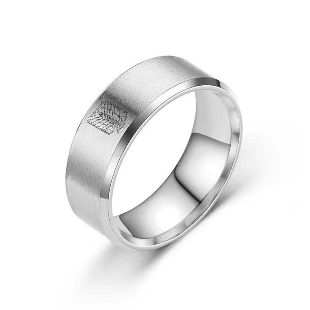FORBETTER Jewelry Accessories Attack on Titan Rings Sliver Finger Rings Titanium Steel Ring 5 Colors Stainless Steel Jewelry Anime Fans Gifts Black for Men Women Wings Of Liberty Flag/Multicolor
