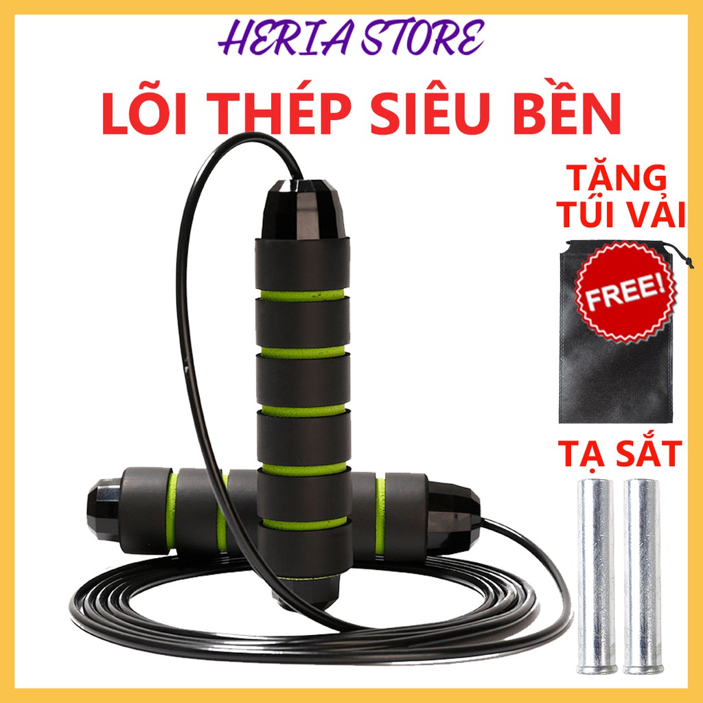 Dây nhảy thể dục tập thể lực thể thao giảm cân gym lõi thép cao cấp 2.8m Heria Store