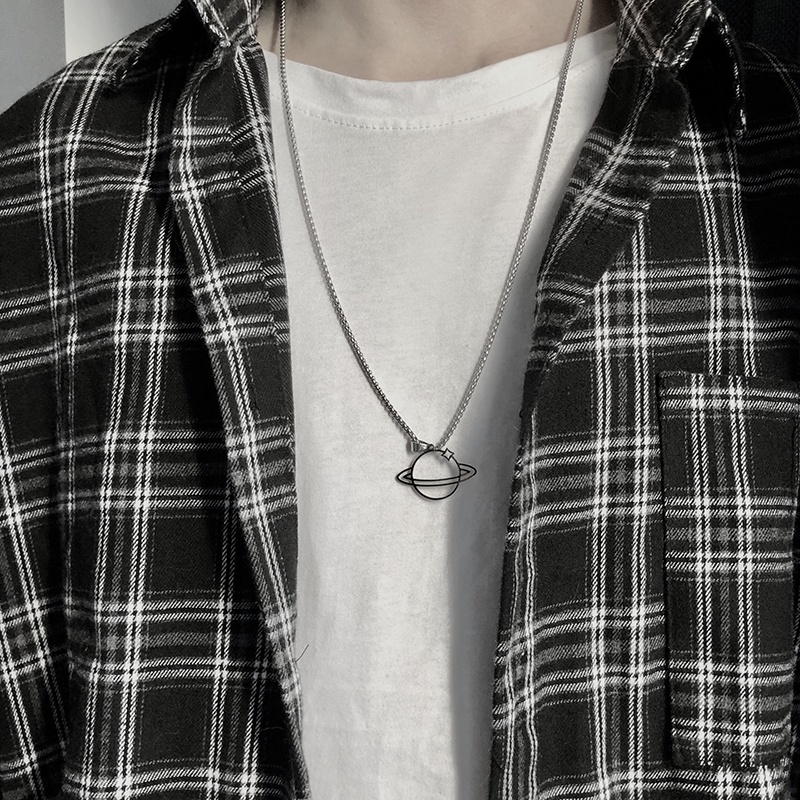 Vòng cổ mặt hình hành tinh phong cách hip hop đơn giản thời trang cho nam và nữ