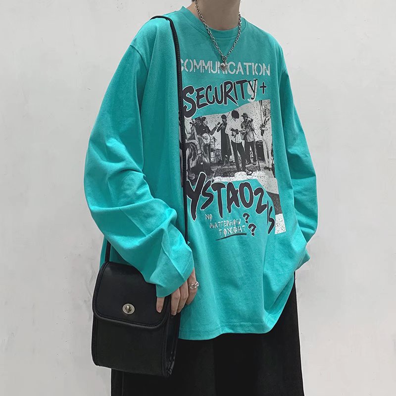 Áo thun dài tay dáng rộng thời trang cá tính cho nam size M-5XL