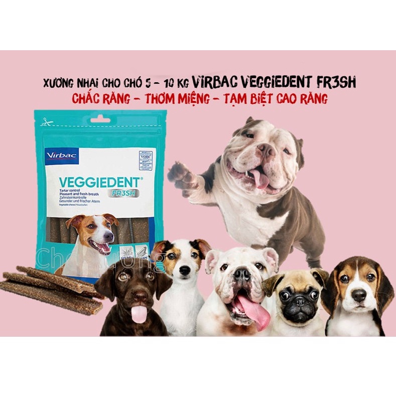 Xương gặm cho Chó Virbac Veggieden FR3SH Gói 240g Giúp sạch răng, Chắc răng, Thơm miệng, Loại bỏ cao răng