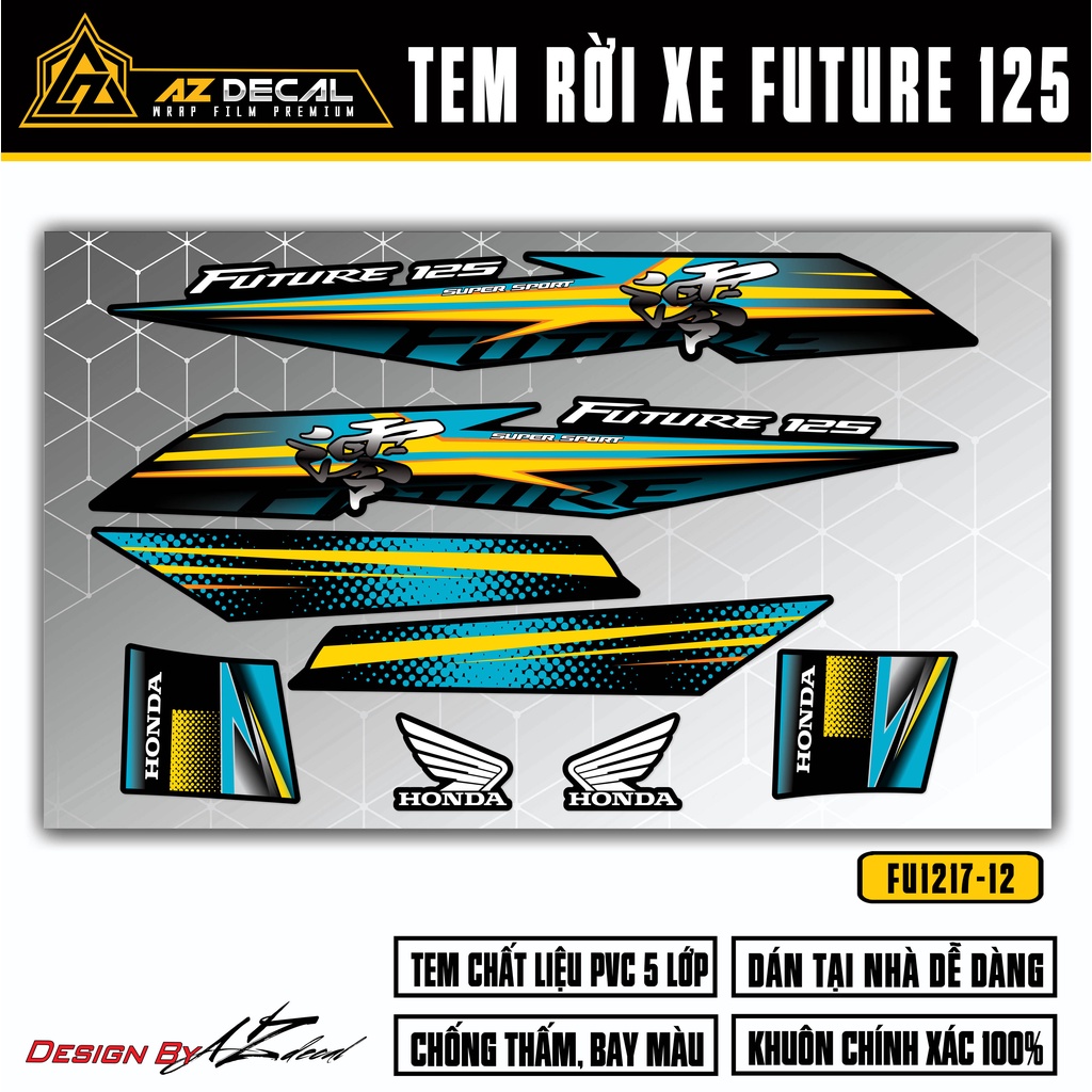 Team Xe Future 125 Đời 2012 - 2022 Đẹp | FU-12 | Decal Tem Rời Dán Xe Future FI Chất Liệu Cao Cấp, Chống Phai Vĩnh Viễn
