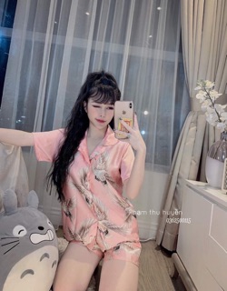 Bộ ngủ lụa hạc quần đùi