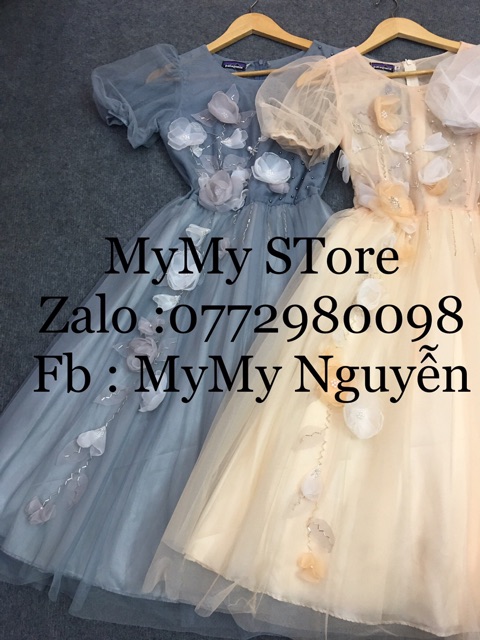 KÈM ẢNH/VIDEO THẬT - Đầm xoè tay phồng kết hoa nổi và cườm Hạt Siêu Xinh - MS195V | BigBuy360 - bigbuy360.vn