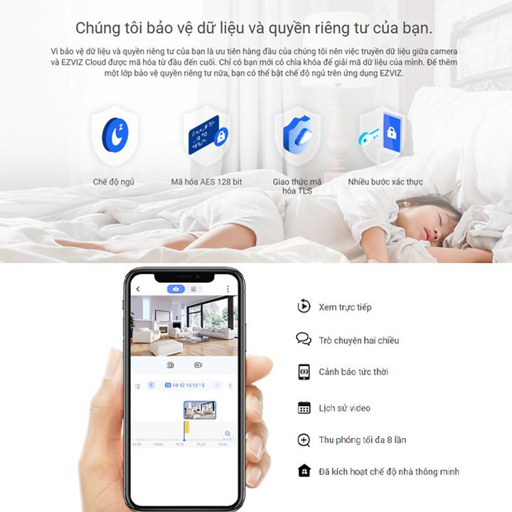 Camera IP Wifi Ezviz CS-C1C-B Full HD 1080p - Đàm Thoại 2 Chiều, Phát Hiện Chuyển Động, Hỗ Trợ Thẻ Nhớ