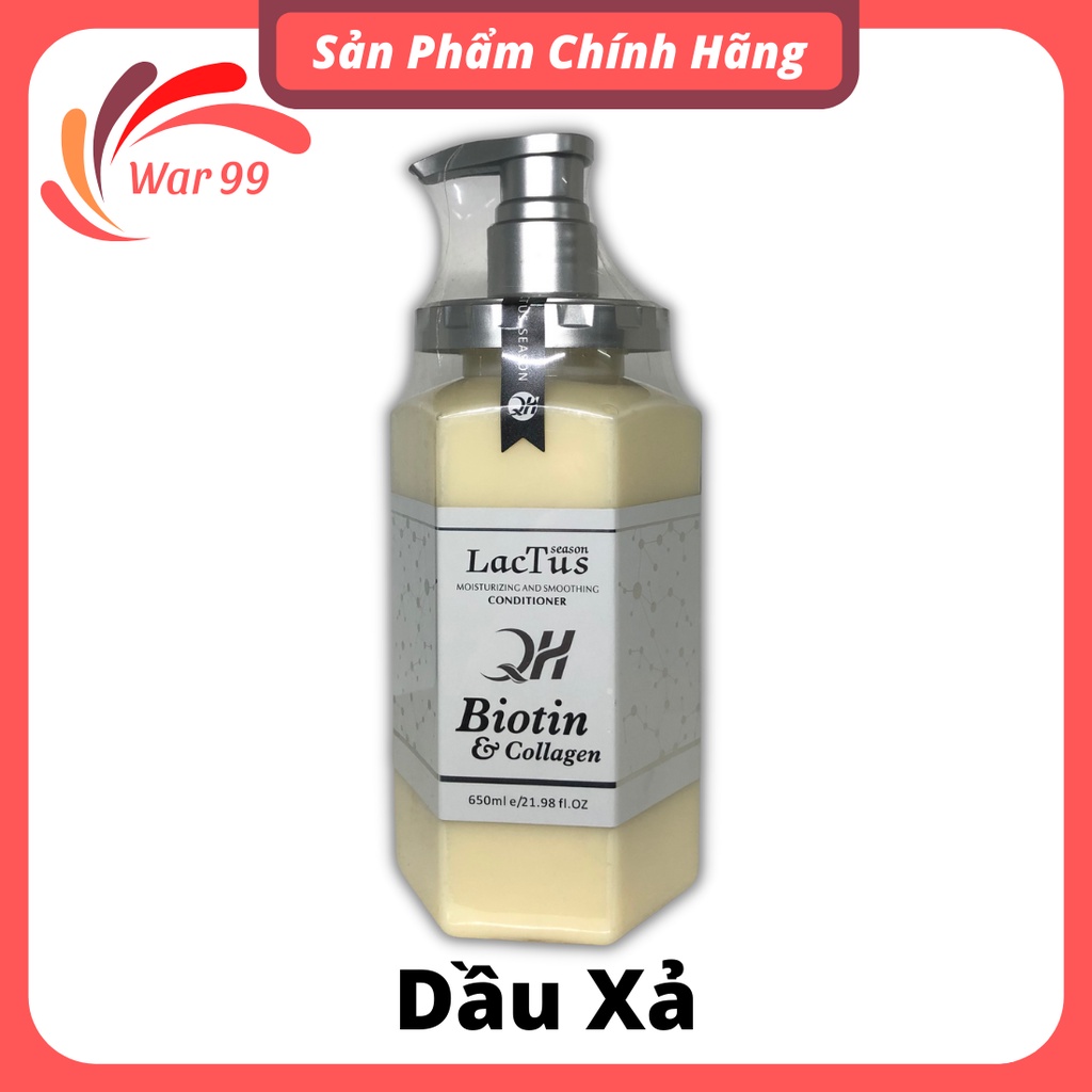 Cặp dầu gội lactus season ngăn gàu giảm rụng tóc QH lactus season biotin collagen 650ml chuẩn công ty