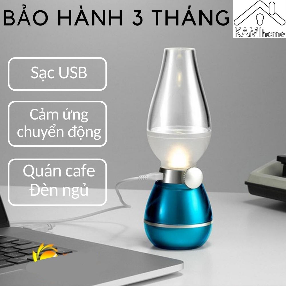 Đèn sạc điện hình đèn dầu cảm ứng chuyển động đèn ngủ trang trí quán cà phê đèn bàn thờ