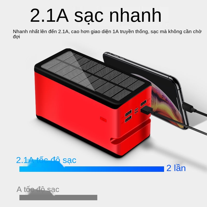 ✘✾▩pin sạc dự phòng mini 20000MAH Thực tế 100.000mA năng lượng mặt trời ngoài khẩn cấp 100000ma điện thoại di động loại