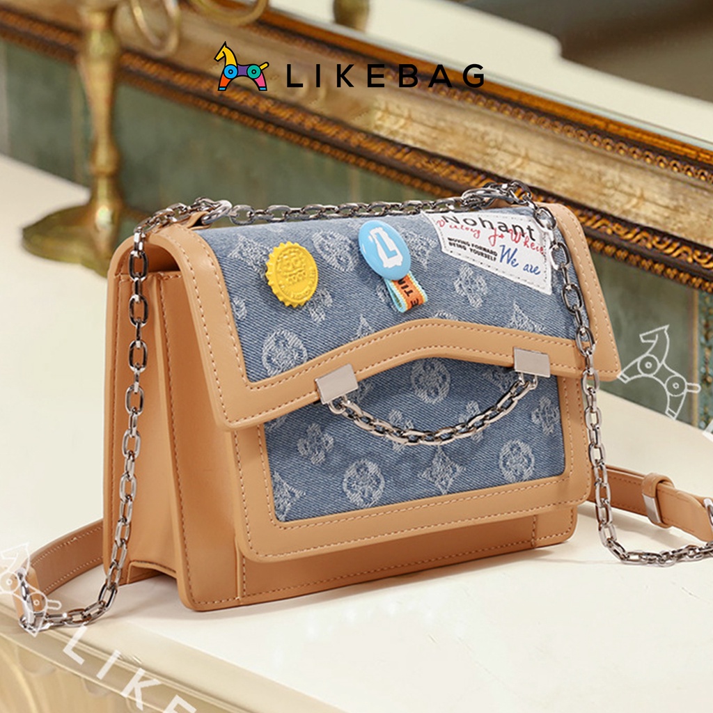 Túi đeo chéo nữ thời trang LIKEBAG gắn sticker dễ thương 223XK6248 - LIKEBAG