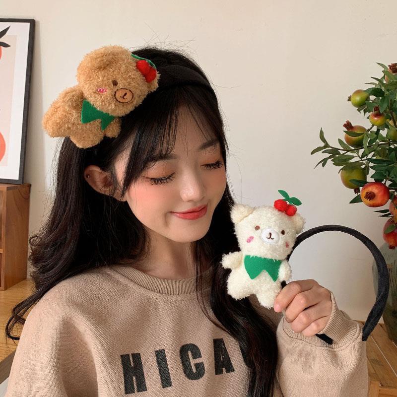 CC75 Cài tóc bờm tóc nữ băng đô GẤU CHERRY dễ thương