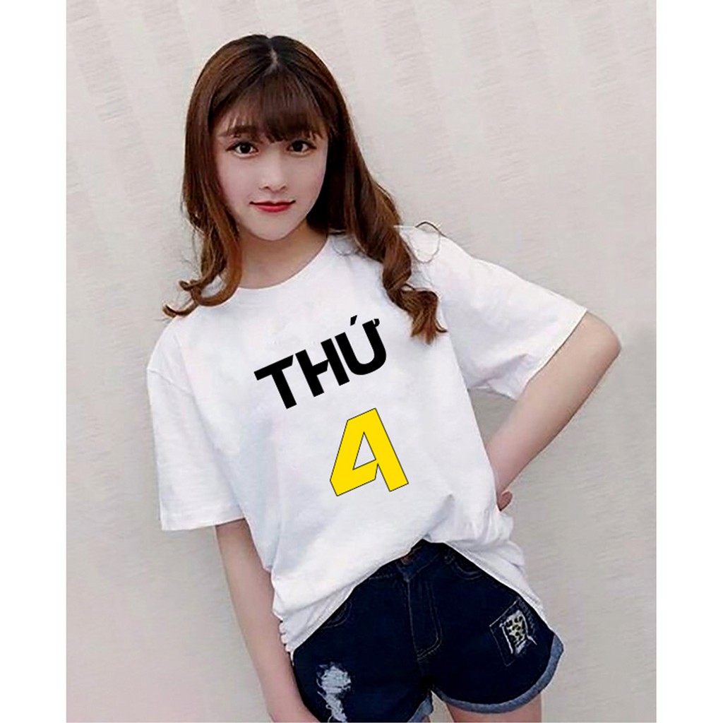 Áo Thun Nữ In Hình Các Thứ Trong Tuần Siêu Hot