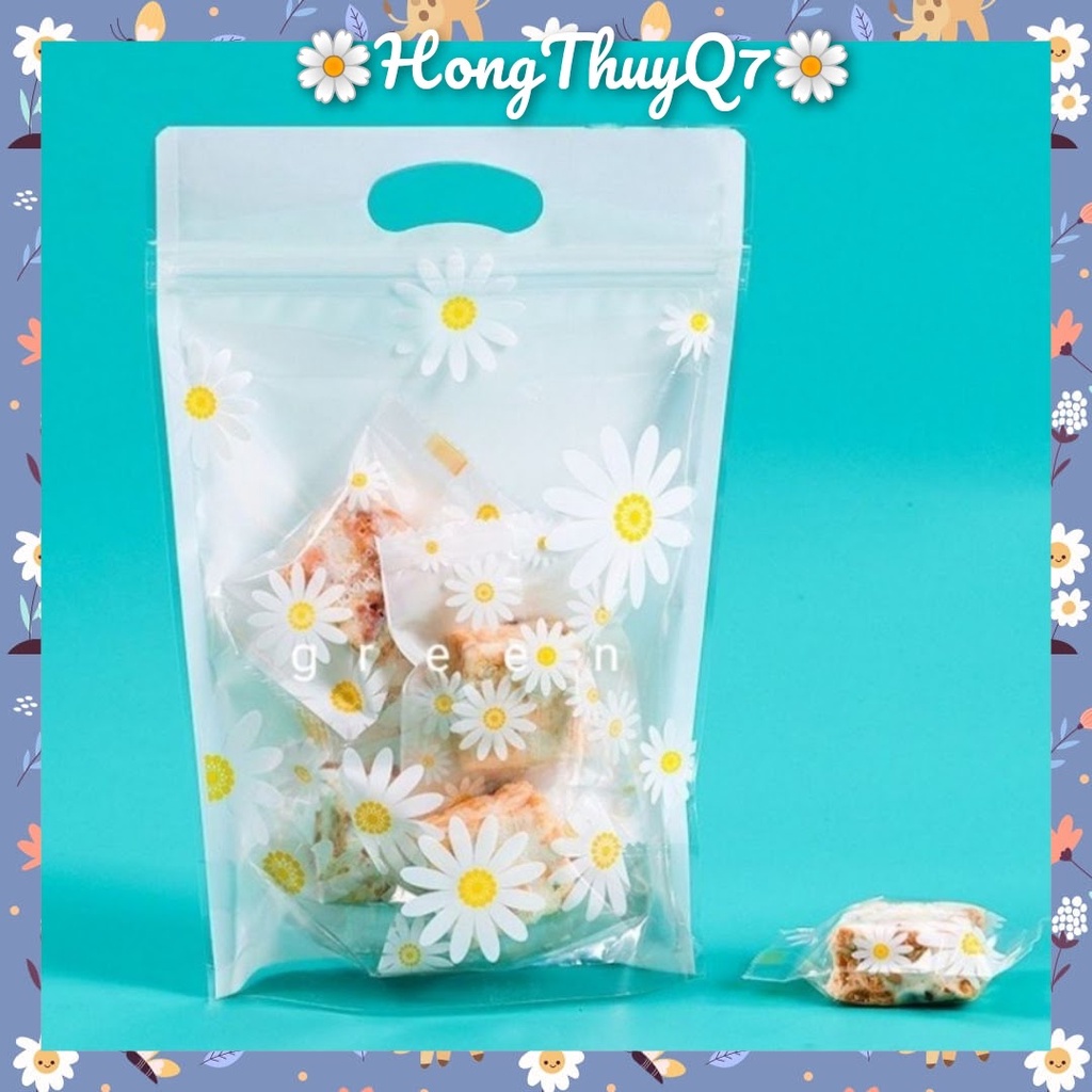 Túi Zip Hoa Cúc, Hoa Đào Đựng Bánh Kẹo Quà Tặng Sinh Nhật Lưu Niệm Mỹ Phẩm 23cm*15.5cm /10,8./ - HongThuyQ7