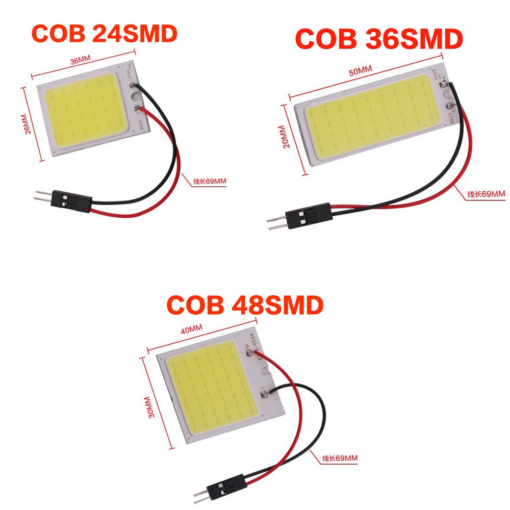 1 Bảng Đèn Led 48 Smd Cob T10 4w 12v Ánh Sáng Trắng Cho Xe Hơi