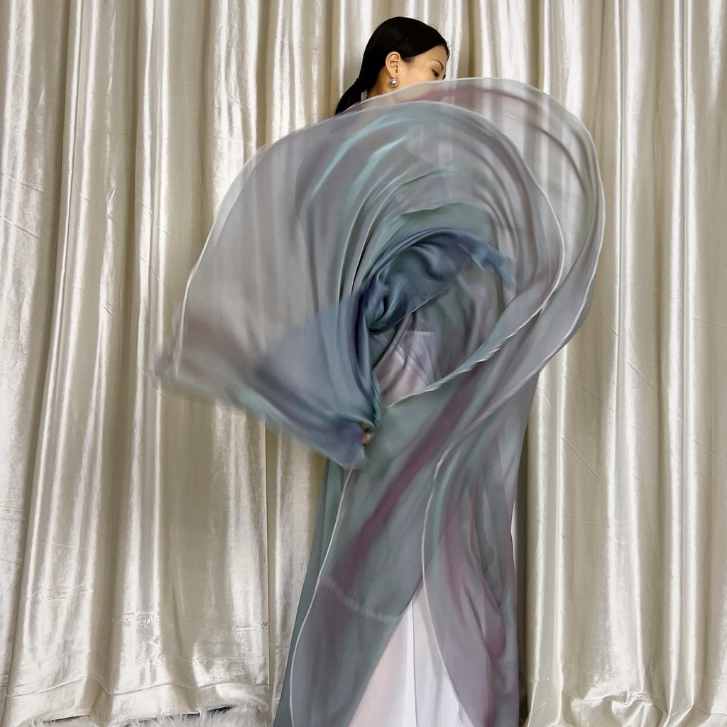 [M &amp; E] Chân Váy Xòe Múa Sân Khấu Kiểu Dân Tộc Trung Hoa Cổ Điển Màu Xanh Ngọc Lam Và Rắn Cỡ Lớn