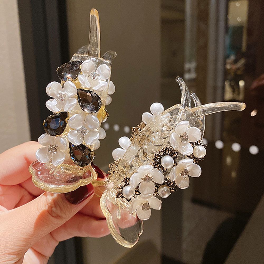 Kẹp Tóc Acrylic Trong Suốt Đính Ngọc Trai Thời Trang Hàn Quốc Cho Nữ