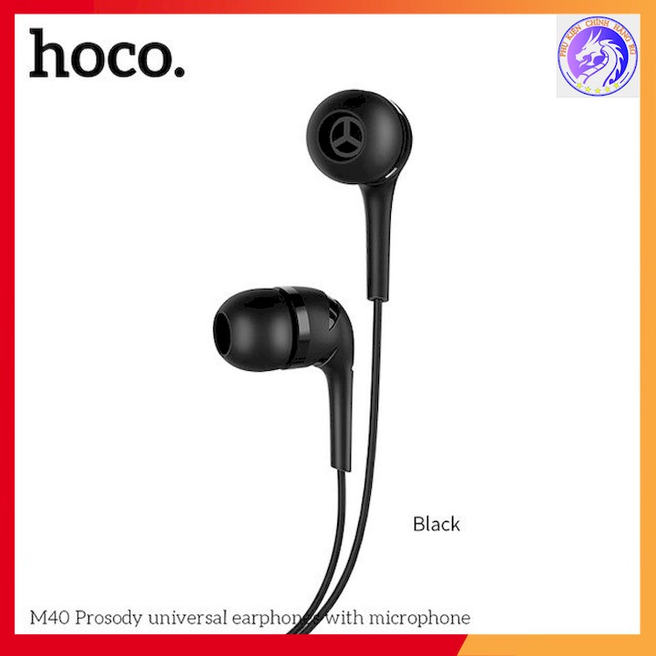 Tai Nghe Jack 3.5mm Hoco M40 Có Mic Dài 1m Có Nút Điều Khiển Kèm Nút Đeo Chống Đau Tai Hàng Chính Hãng