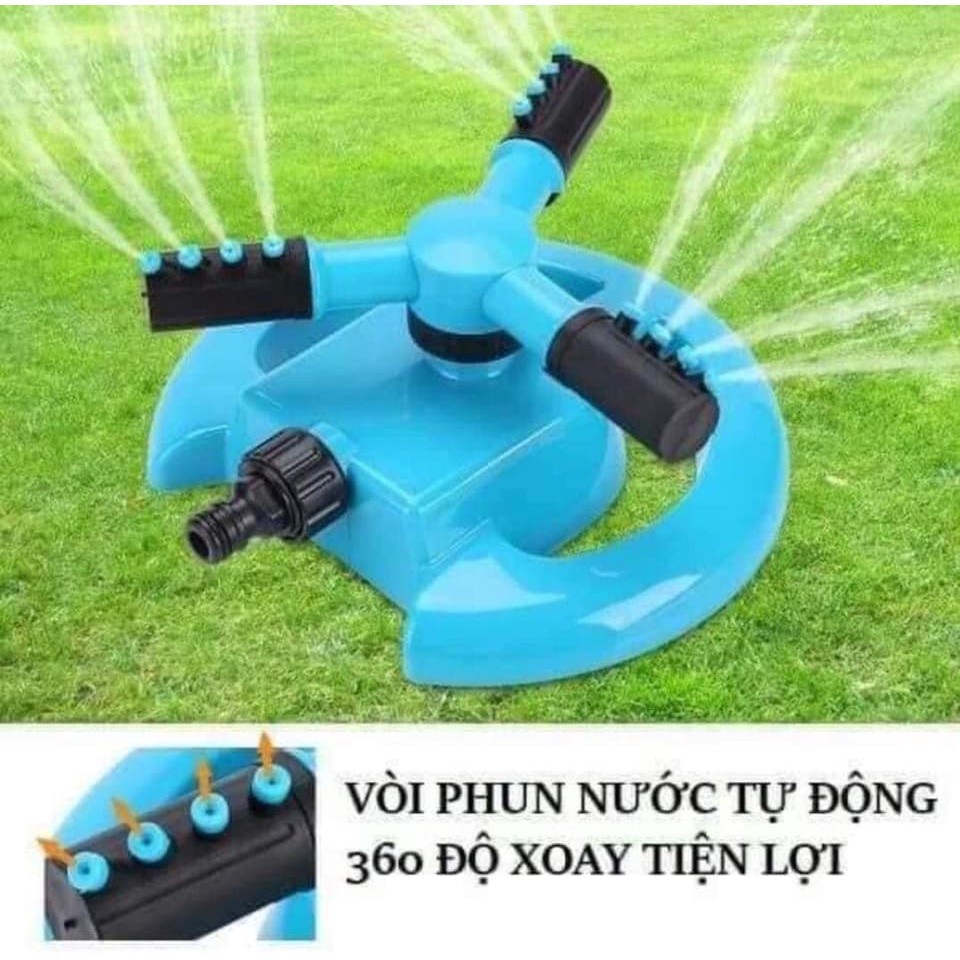 Vòi Phun Nước Tưới Cây Tự Động Xoay 360 Độ Kèm Đai Siết Tay Vặn Nhựa