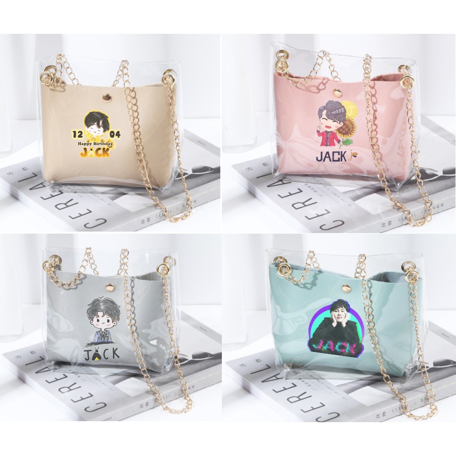 Túi đeo chéo jack 2 lớp TĐCT3 túi j97 trong suốt dễ thương hoạt hình cute thần tượng idol