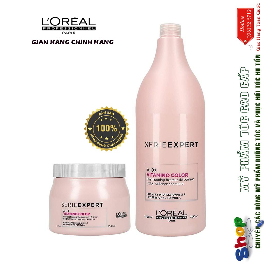 [L'oreal-chính hãng]Dầu gội giữ màu tóc nhuộm L'oreal Serie Expert A-OX Vitamino color radiance shampoo 1500ml