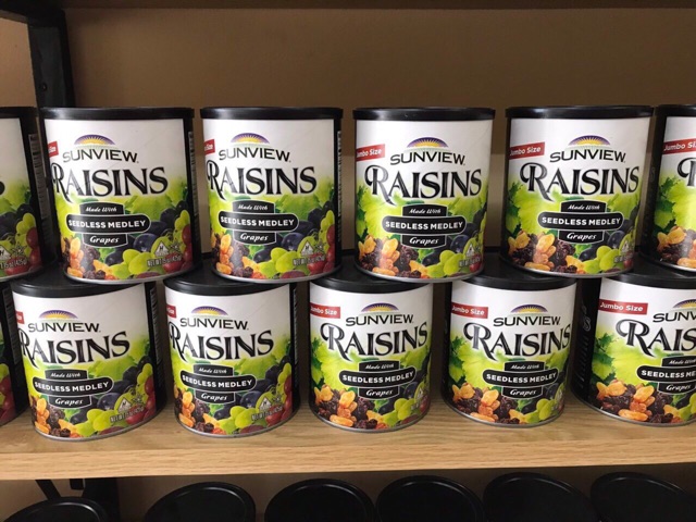 Sỉ nguyên thùng 12 lon nho Mỹ Raisins Sunview