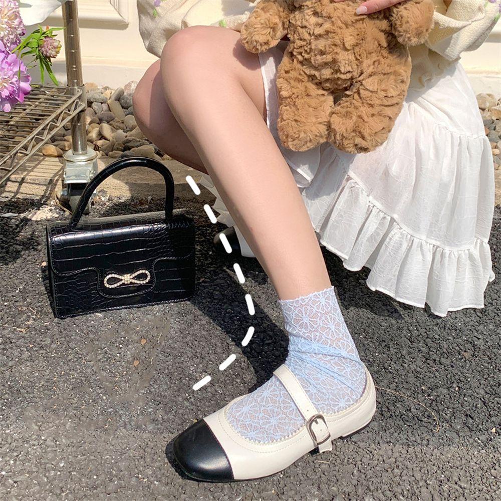 Vớ Vải Lụa Phối Ren Hoa Phong Cách Lolita Thời Trang Mùa Xuân Cho Nữ