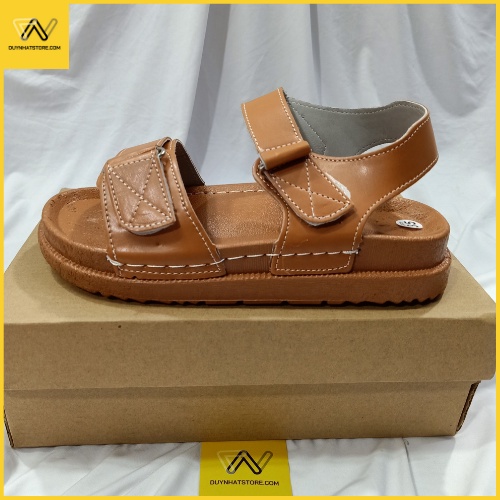 Giày Sandal Nữ Quai Ngang Bánh Mì Duy Nhật Store Phối Khóa Da Mờ Học Sinh Đi Học Đẹp Đơn Giản May Xung Quanh Bền Đế Cao