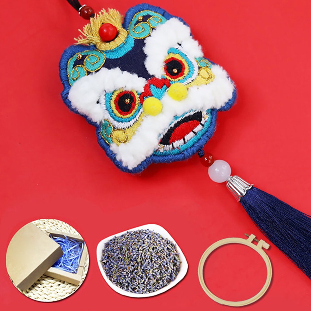 Bộ dụng cụ tự thêu thủ công hình con lân phong cách Trung Hoa