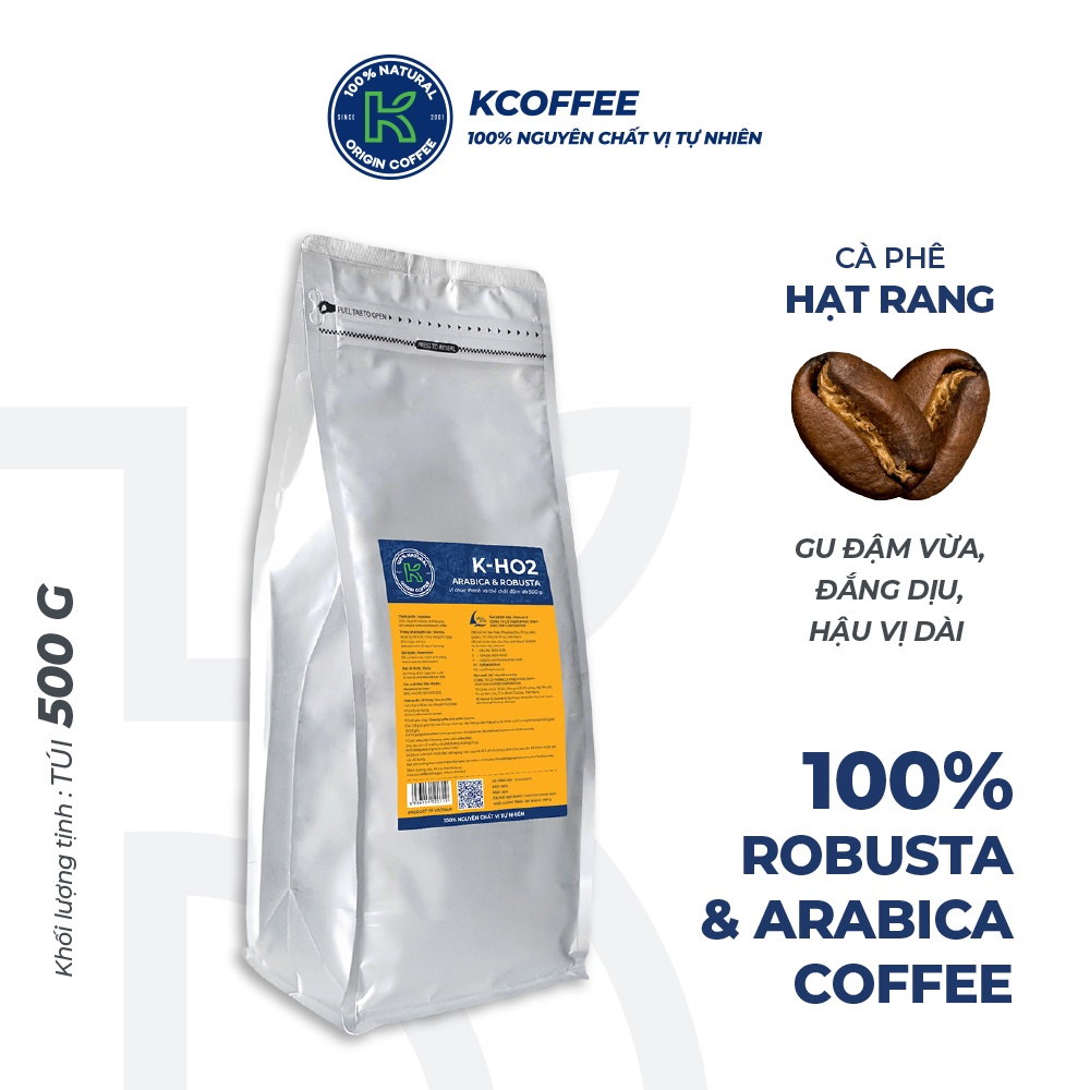 Cà phê nguyên chất xuất khẩu KHO2 500g thương hiệu KCOFFEE