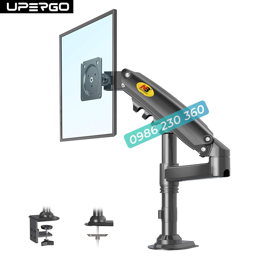 Giá Treo Màn Hình NB-H100 Tương Thích Màn 27-34 Inch - Tải Trọng 12Kg  - Lắp Đặt Kẹp Bàn &amp; Vít Xuyên Bàn