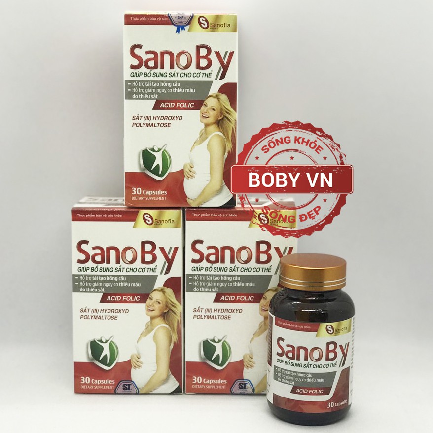 Sano By giúp bổ sung sắt và acid folic cho cơ thể, hỗ trợ tái tạo hồng cầu, giảm nguy cơ thiếu máu do thiếu sắt