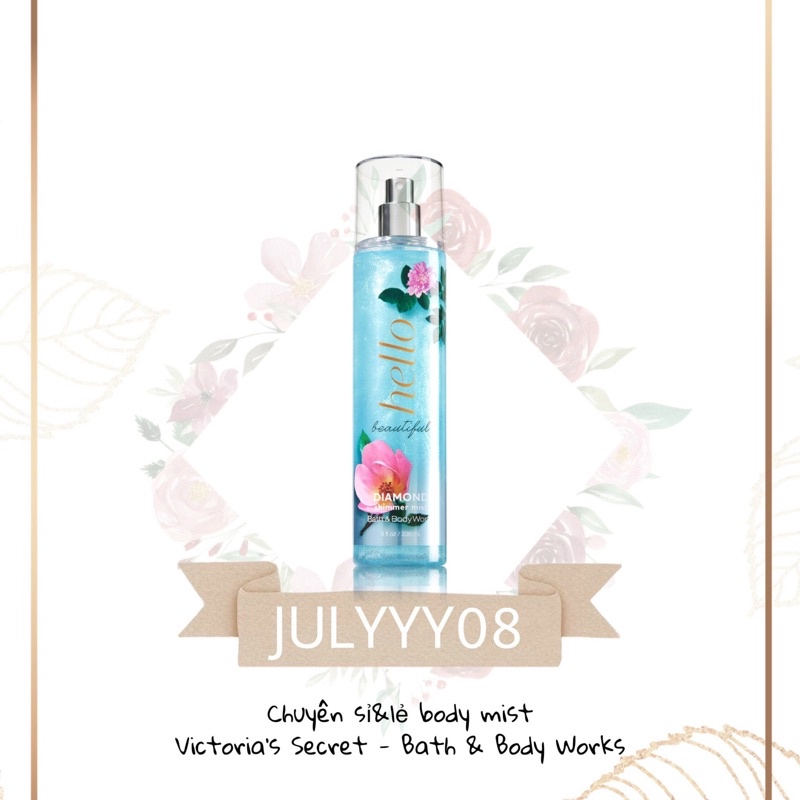 Xịt thơm Bath and Body Works Hello Beautiful  30ml/50ml/100ml +jɥȽÿ08+