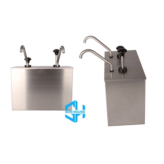 Thùng hộp inox bơm tương cà tương ớt 2 vòi dung tích 4 lít giá rẻ