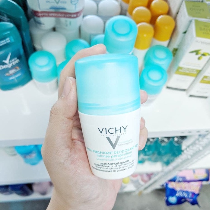 Lăn nách nữ Vichy 50ml không cồn Antiperspirant Deodorant khử mùi suốt 48h